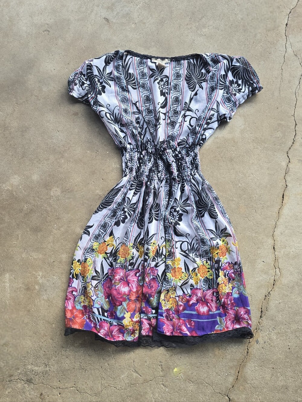 vtg y2k sheer fairy floral babydoll top
